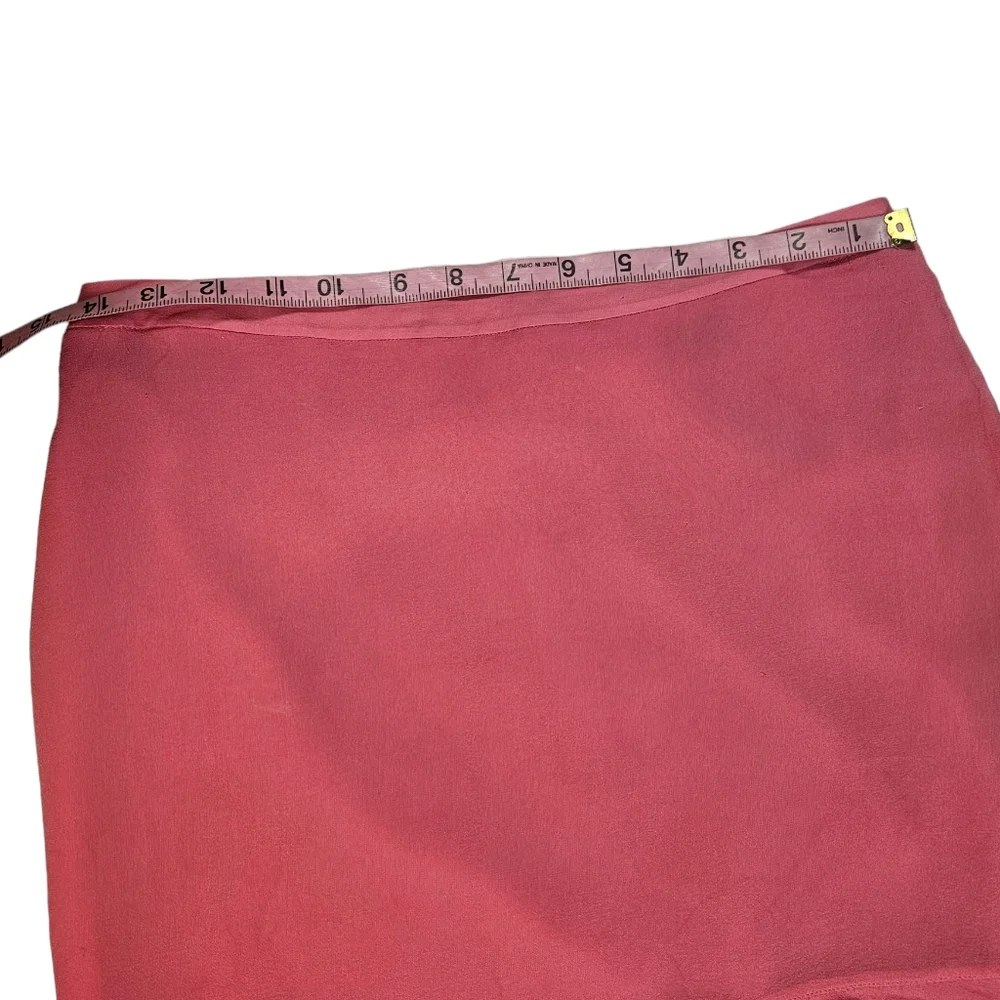 Express Pink 100% Silk Pencil Skirt Sz 6 Tier Ruffle Hem Lined Barbie Workwear